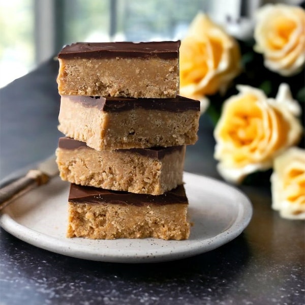 KETO Chocolate Peanut Butter Bars boosted with Collagen and MCT Oil- Organic Low Carb Reese’s Bars - Sugar Free, Gluten Free, Diabetic