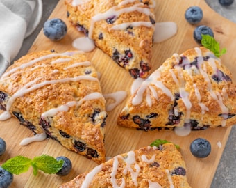 KETO Organic  Blueberry Lemon Scones - Low Carb Almond Blueberry Scones - Keto Biscuits, Sugar Free, Gluten Free, Diabetic, Ketogenic