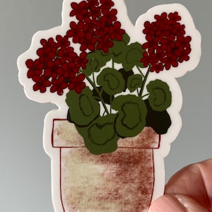 Red Geranium in Clay Pot 5 inch Sticker