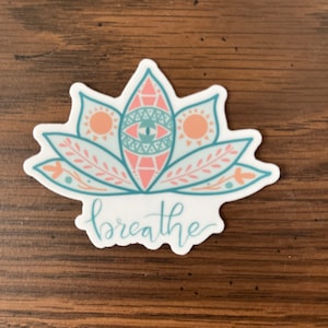 Breathe lotus flower sticker