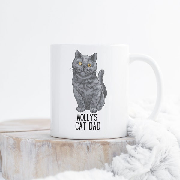 Personalized Exotic Shorthair Cat Name Coffee Mug for Cat Dad Cat Dad Birthday Gift Idea Cute Cat Dad Gift Cat Lover Mug Cat Family Mug
