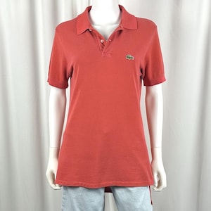 Vintage 1980’s Men’s ‘Izod Lacoste’ 1/2 Patron Tomato Red Polo Tee Shirt • Collared • Buttons • Short Sleeve Golf Shirt • Made in USA • S