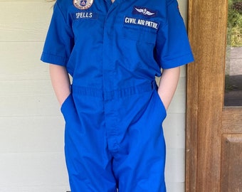 Vintage Blue Flight Suit Coveralls – Civil Air Patrol, Large Tall