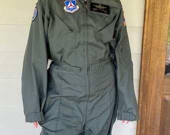 Vintage Sage Green Flight Suit Coveralls – US Air Force Auxiliary (48 Long)