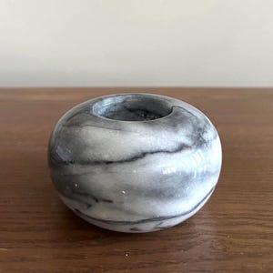 Vintage Marble Candle Holder • Solid Grey Marble • Tea Candle Size • Art • Home Decor • Minimalist