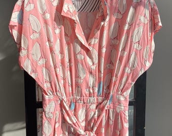 Anthropologie - Nautical Pink and White Short Sleeved Romper -  Size 4