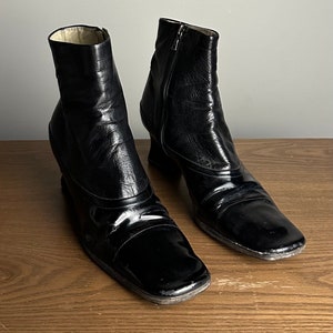 Vintage 1990's Prada Square Toe Heeled Ankle Boots • Zip up