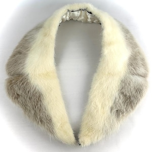 Vintage 1950’s 1960’s Cream and Grey Mink Fur Collar with Pins to Attach • Medium • Warm Winter Scarf • Evening • Wedding • Bridal • Coat