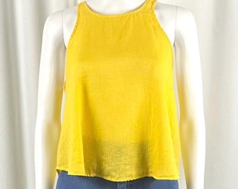 Maeve Linen Halter Tank Top • Słoneczna żółć, bez rękawów, wyprodukowano w USA