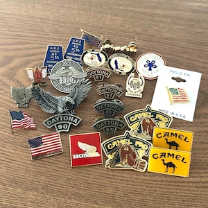 Vintage Biker Pins Assorted • Daytona Beach, Harley Davidson, Camel, Honda