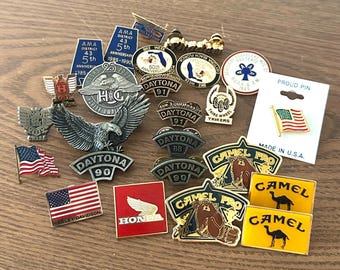 Vintage Biker Pins Assorted • Daytona Beach, Harley Davidson, Camel, Honda