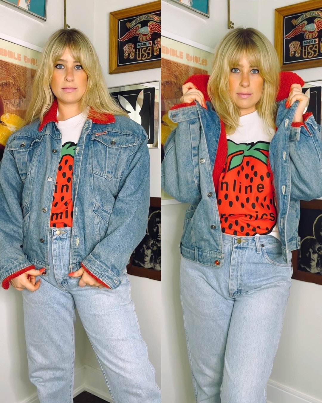 Vintage Rare 1995 Blue Coca Cola Collection Denim Jacket XL