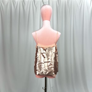 Moulinette Soeurs Paljettopp Guld Champagne Anthropologie Festlinne Storlek 6 Disco Glam Layered Paljettopp Kvällshelg bild 7