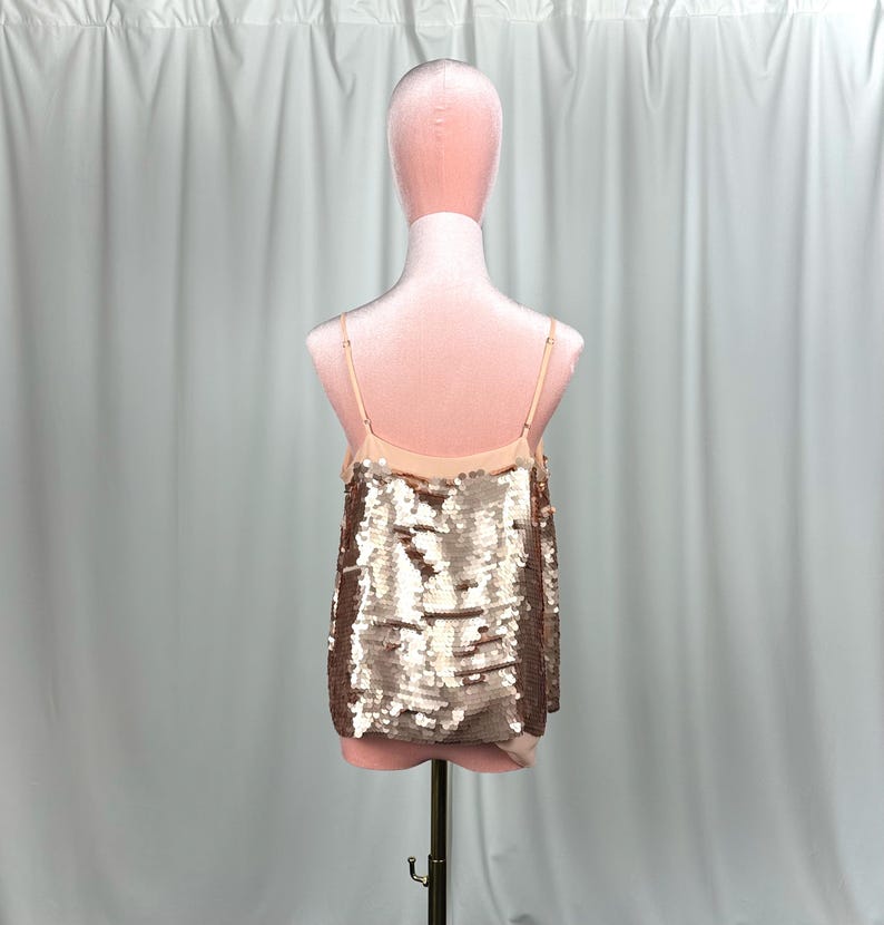Moulinette Soeurs Paljettopp Guld Champagne Anthropologie Festlinne Storlek 6 Disco Glam Layered Paljettopp Kvällshelg bild 7