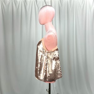 Moulinette Soeurs Paljettopp Guld Champagne Anthropologie Festlinne Storlek 6 Disco Glam Layered Paljettopp Kvällshelg bild 5