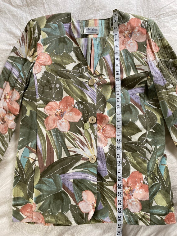 Vintage 80’s Tropical Floral Blazer with Shoulder… - image 6