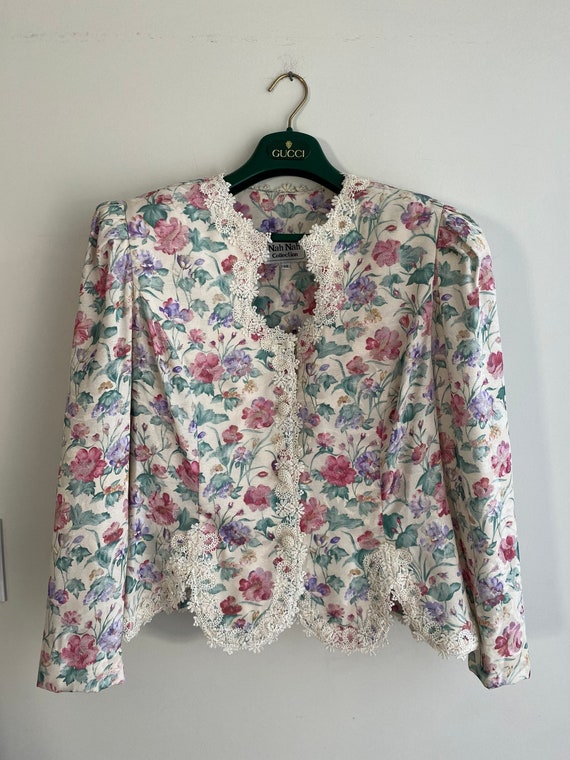 Vintage 80’s Cream Victorian Style Blazer with Pea