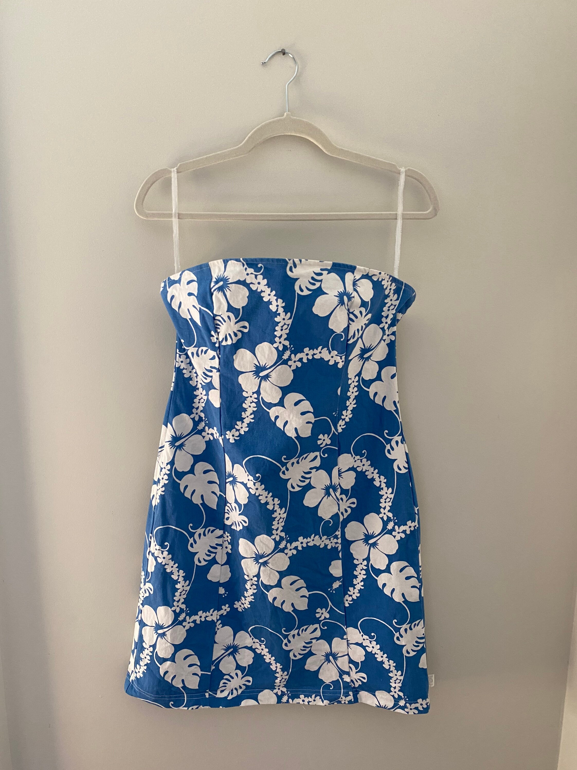 Vintage Hawaiian Tube Top Dress With Light Blue and White Etsy
