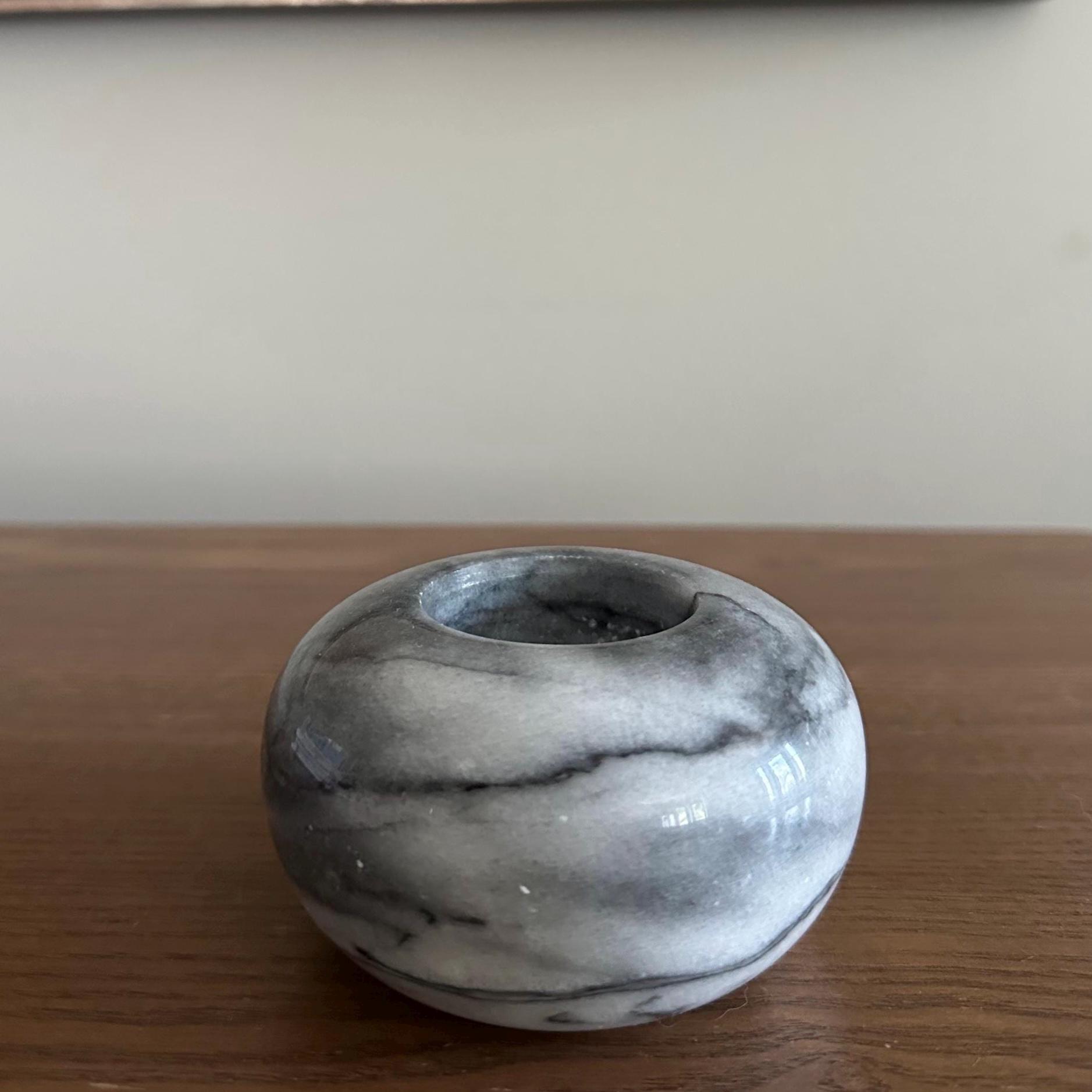 ヴィンテージ大理石キャンドルホルダー • ソリッドグレー大理石