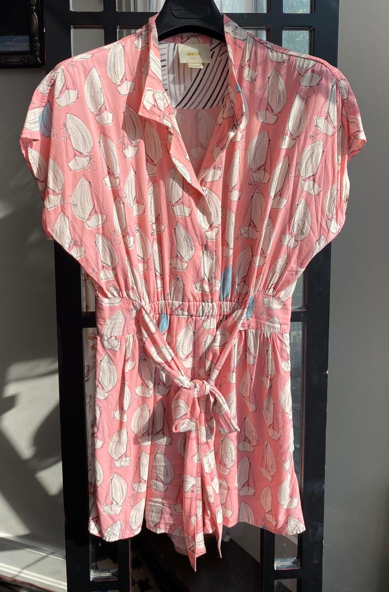 Anthropologie - Nautical Pink and White Short Sleeved Romper - Size 4 image 1
