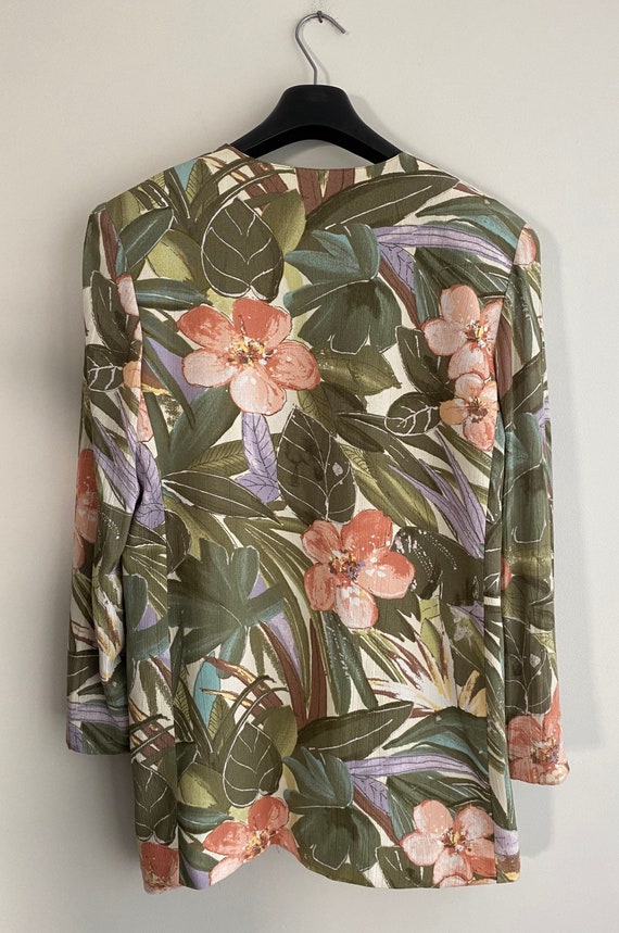 Vintage 80’s Tropical Floral Blazer with Shoulder… - image 5
