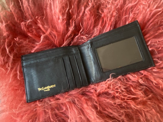 Auth Yves Saint Laurent Bill Clip Wallet Money Clip Card Holder Black  Leather 