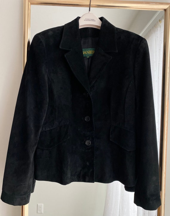 Vintage Danier Leather Black Suede Blazer Jacket … - image 2