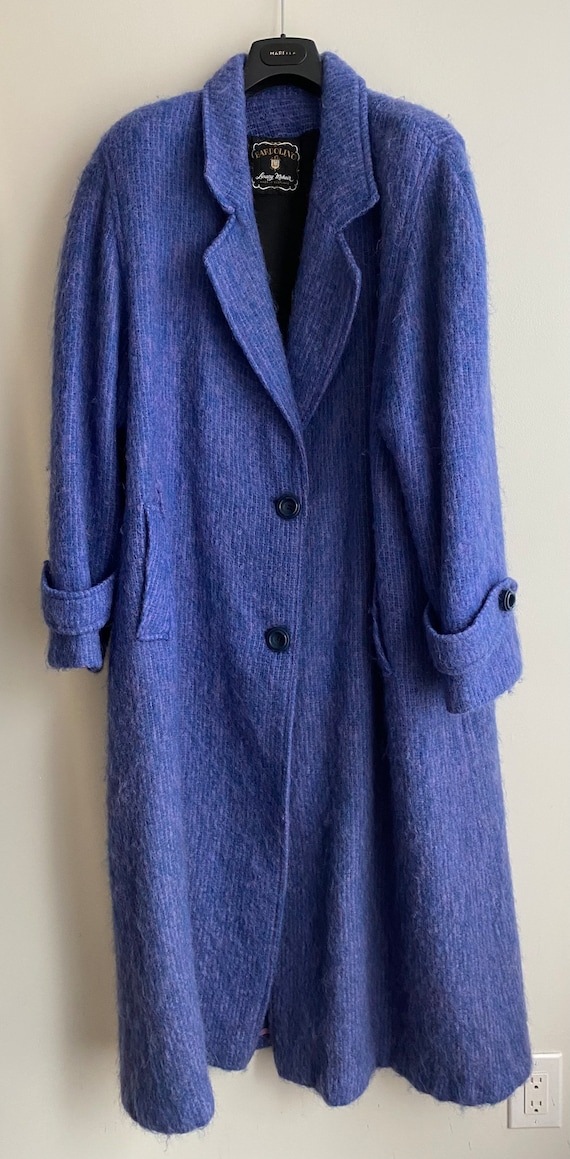 Vintage Cobalt Blue Mohair Oversized Long Wool Co… - image 4