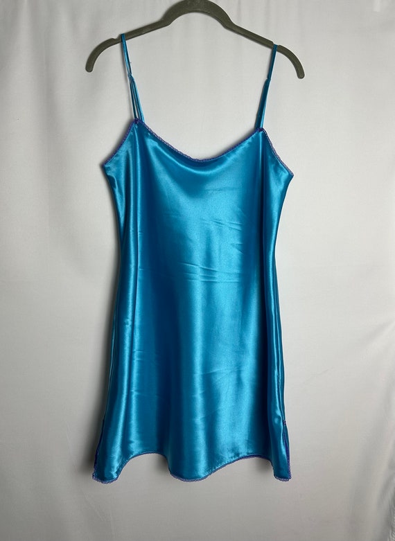Mini robe nuisette vintage Lingerie La Senza en bleu Bordure en dentelle marguerite Amoureux Bretelles spaghetti Mini robe Coupe trapeze Moyenne Etsy France