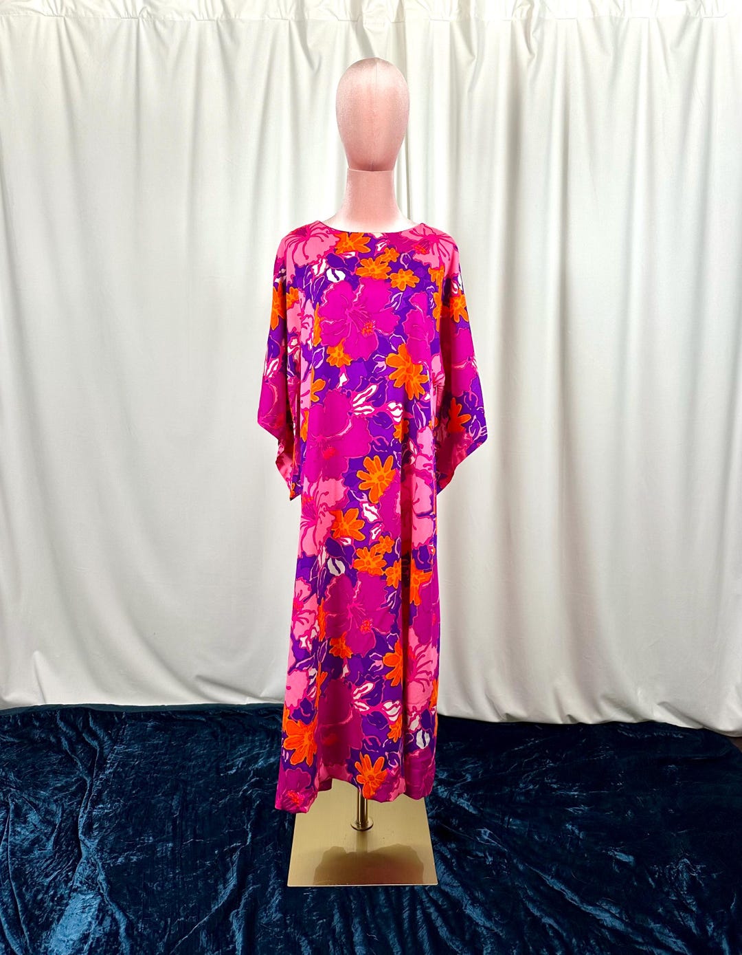 Vintage Pomare Tahiti Maxi Kaftan Dress | 70s Psychedelic Floral ...