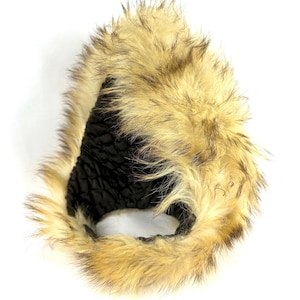 Vintage 1950’s 1960’s Yellow Fox Fur Winter Hat • Secure Snap at the Neck • Ear Covering • Handmade • Winter Warm • Quilted Lining • Small