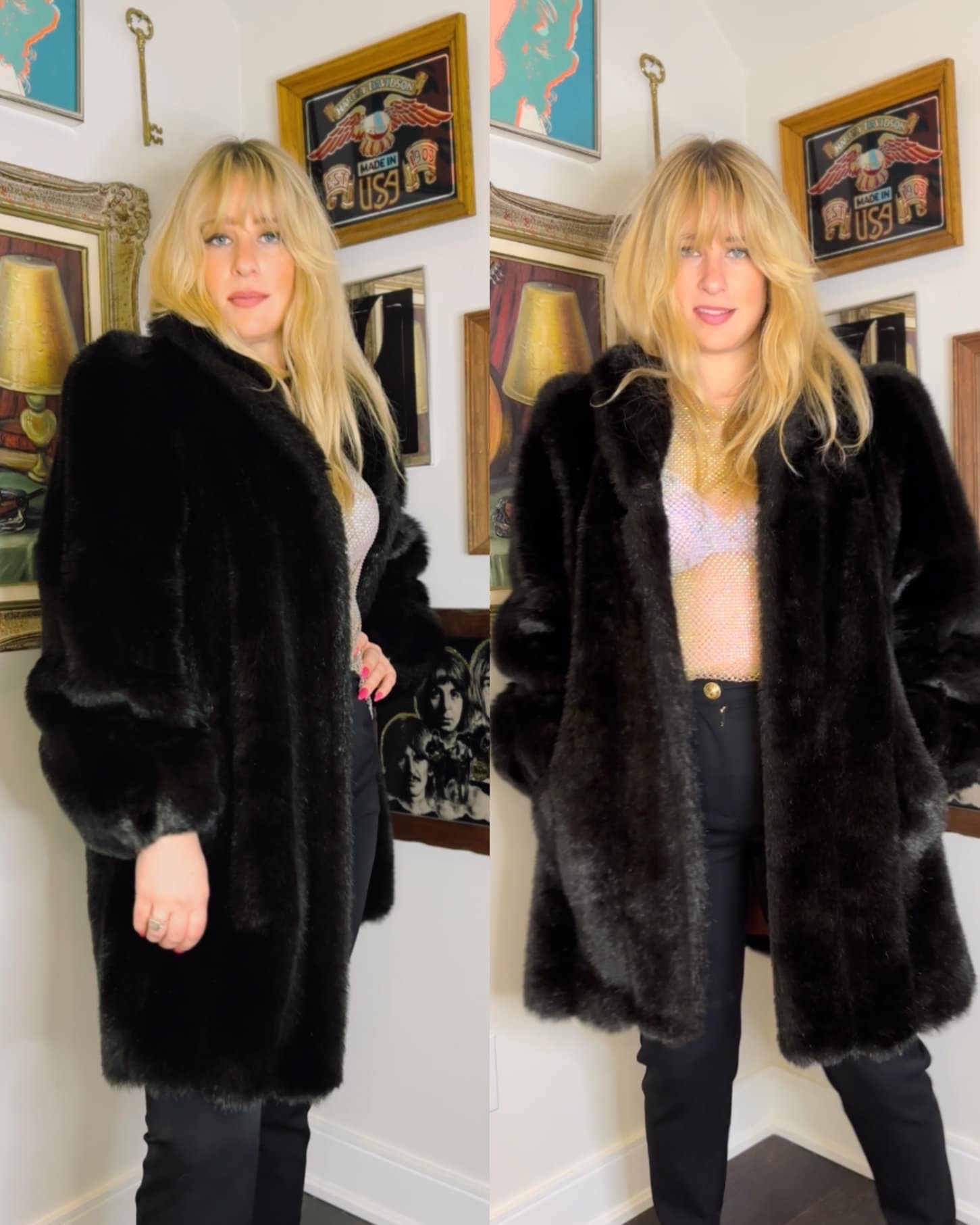 70s LIGHT BROWN FAUX FUR COAT | UK 8 - 10