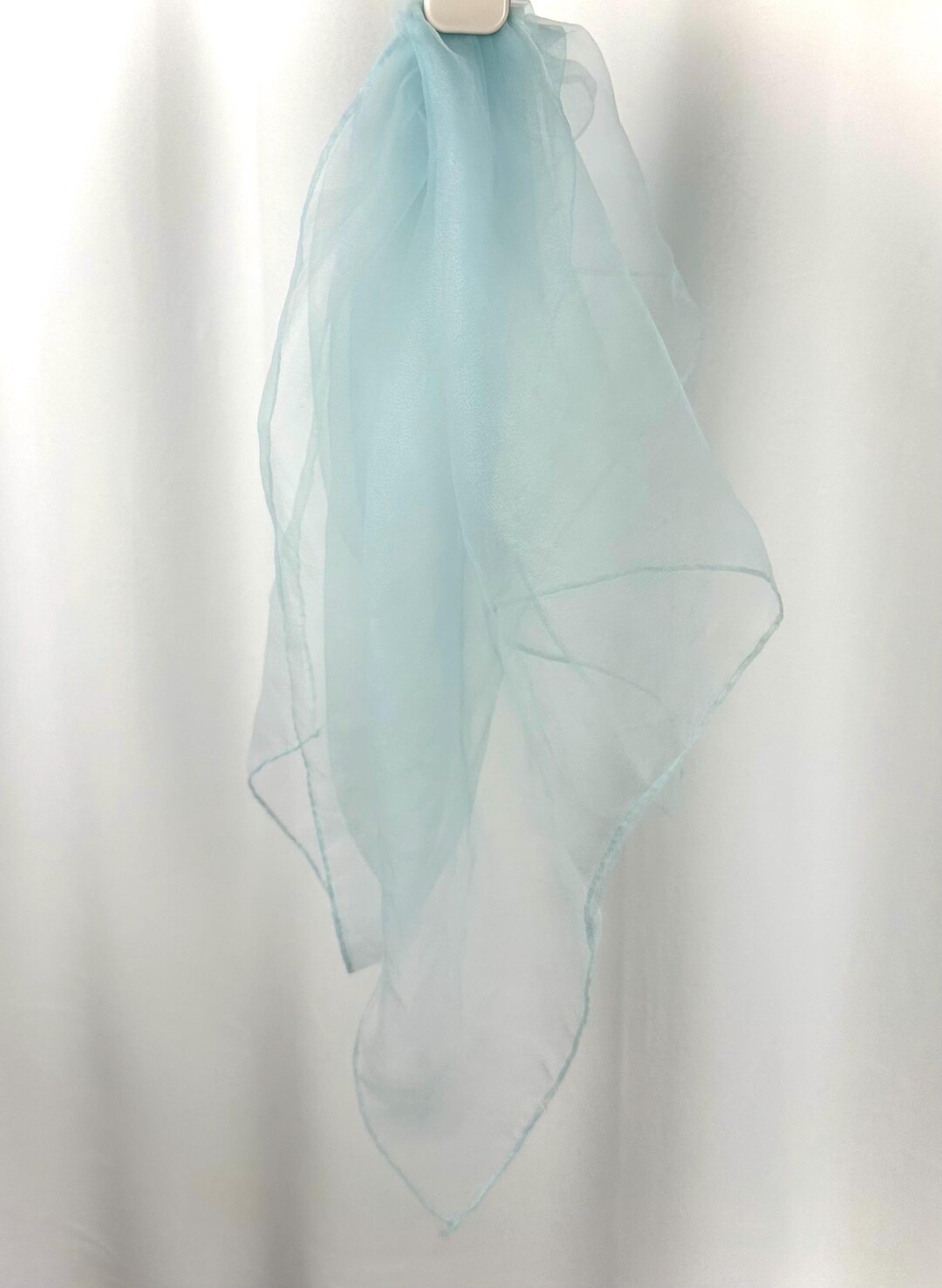 Nilon Scarf Vintage Sheer Nylon Square Scarf • Baby Blue, Hand-stitched Hem - Etsy
