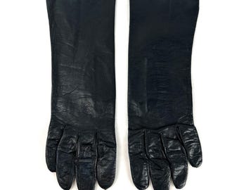 Vintage 'Aris of Paris' Leather Driving Gloves • Navy Lambskin, Size 7 1/2