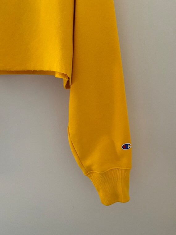 Champion Athletic Crew Neck Cut off Cropped Long Sleeve Sweat Shirt Sweater Reverse Weave Canary Yellow Crop Top Size Large Etsy Canada