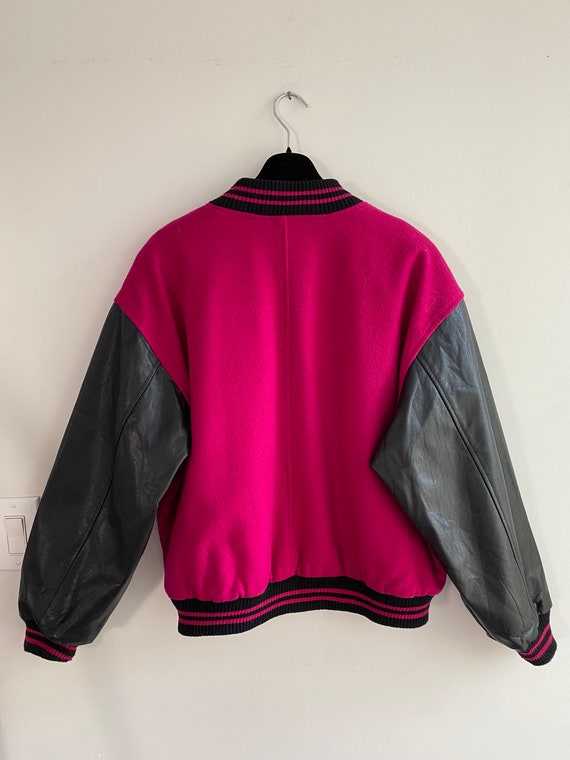 Vintage LizSport Hot Pink Varsity Jacket with Leather… Gem