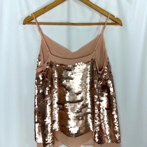 Moulinette Soeurs Paljettopp Guld Champagne Anthropologie Festlinne Storlek 6 Disco Glam Layered Paljettopp Kvällshelg bild 15