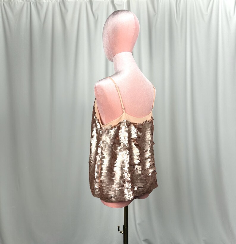Moulinette Soeurs Paljettopp Guld Champagne Anthropologie Festlinne Storlek 6 Disco Glam Layered Paljettopp Kvällshelg bild 6