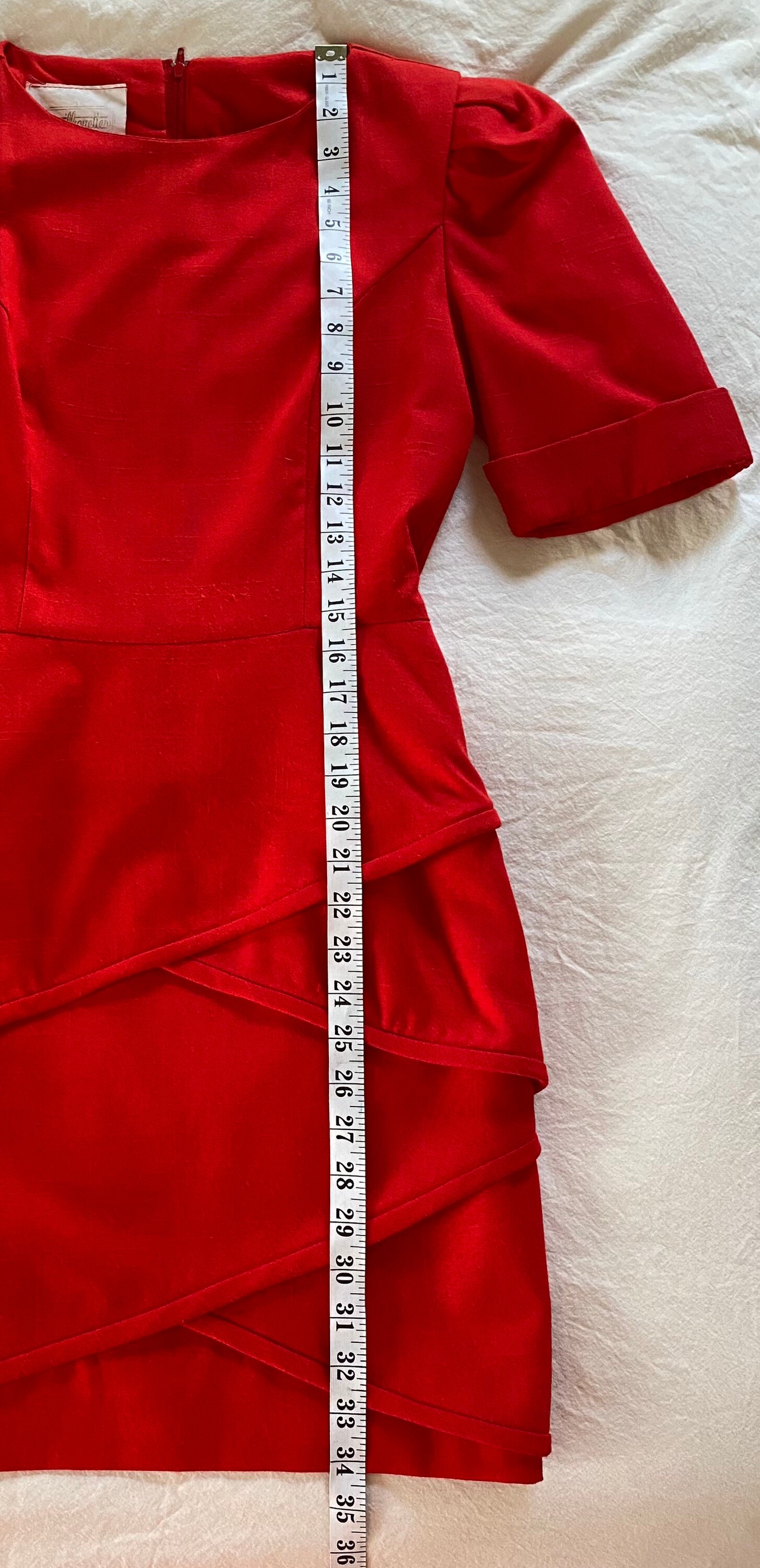 Vintage 1980s Candy Apple Red Dress With Puffy Shoulder Etsy