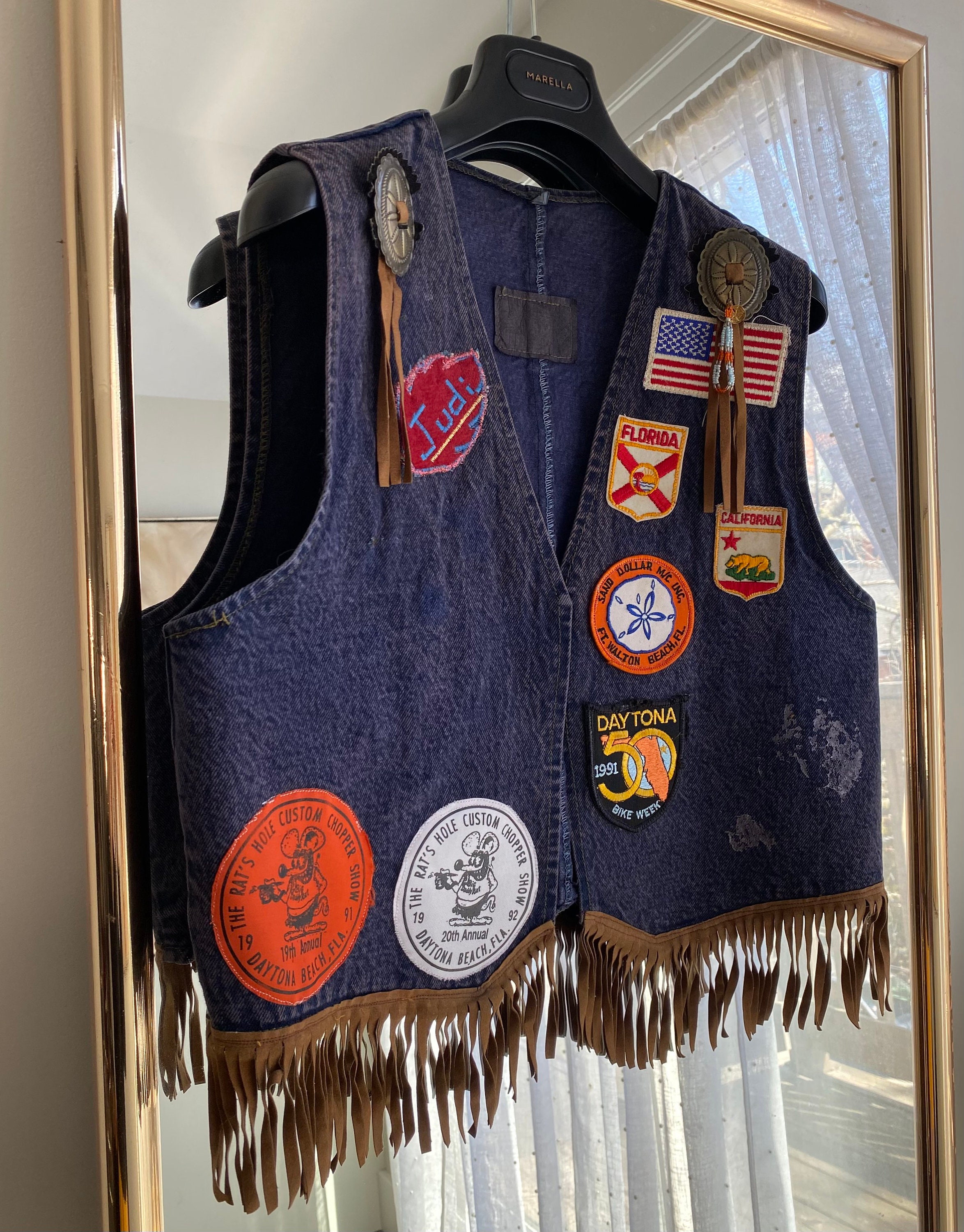Denim biker vest hotsell
