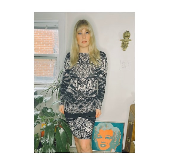 Nicole miller black hotsell and white dress