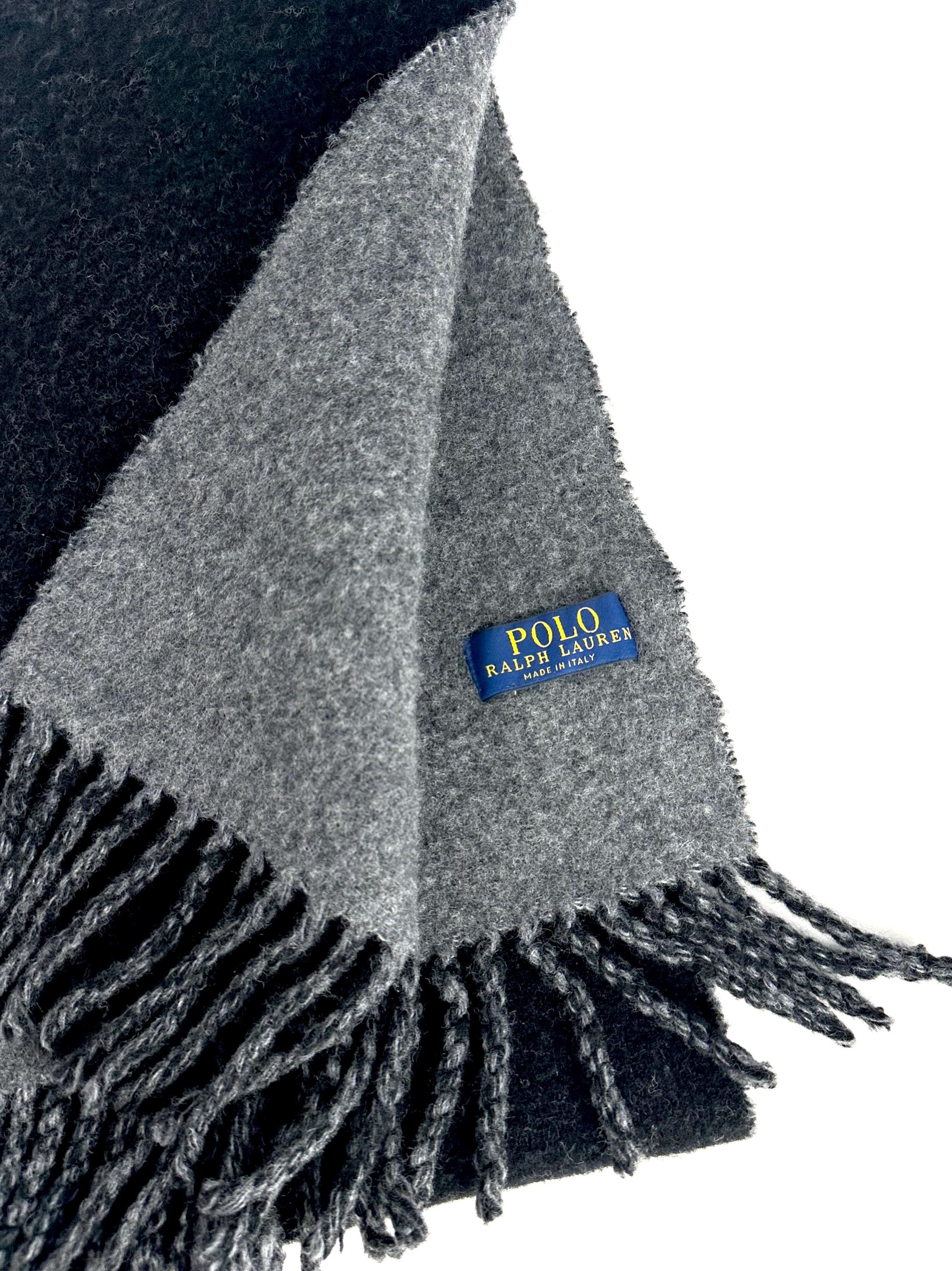 Polo Ralph Lauren Reversible Wool Blend Long Scarf in Black