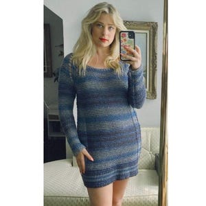 Free People Crochet Knitted Dress With Scoop Neck in Blue Stripes - Size  Medium - Etsy