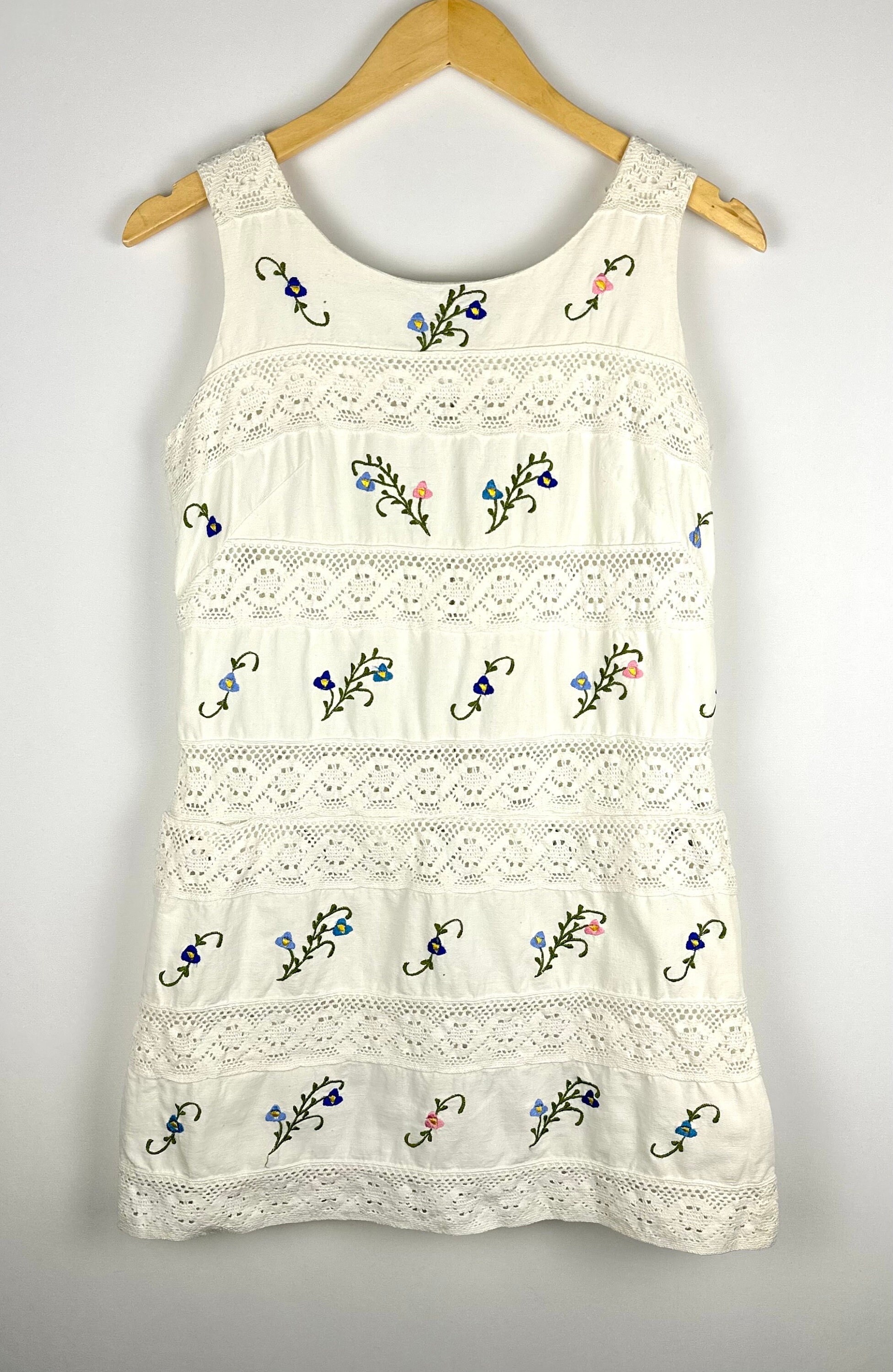 Abito vintage Maya de Mexico anni '60 in pizzo all'uncinetto