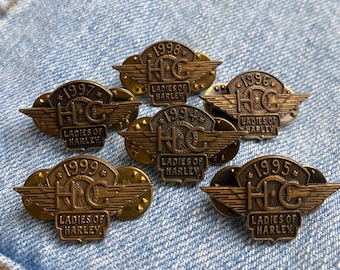 Vintage Ladies of Harley Brass Pin – 1994-1999, Biker Jacket