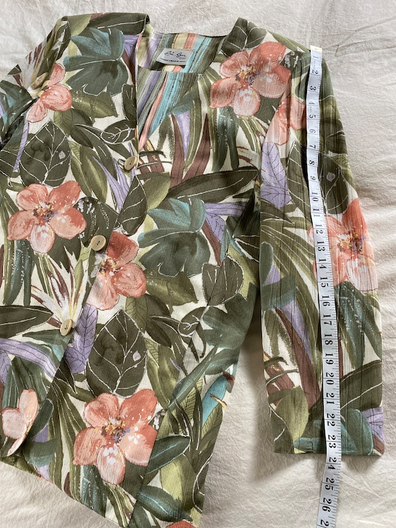 Vintage 80’s Tropical Floral Blazer with Shoulder… - image 7