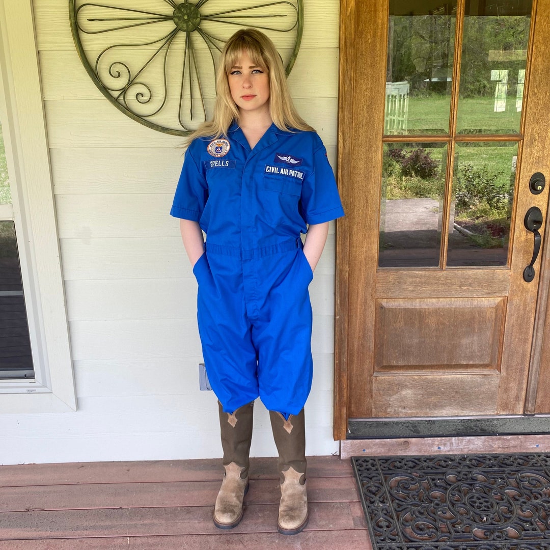 Vintage Blue Flight Suit Coveralls - Civil Air Patrol, Large Tall