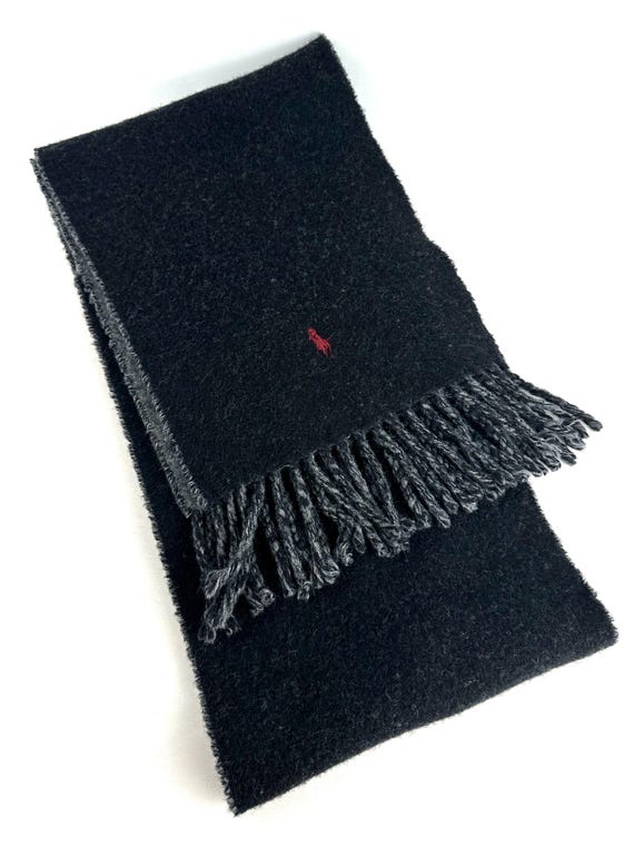 Polo Ralph Lauren Reversible Wool Blend Long Scarf in Black