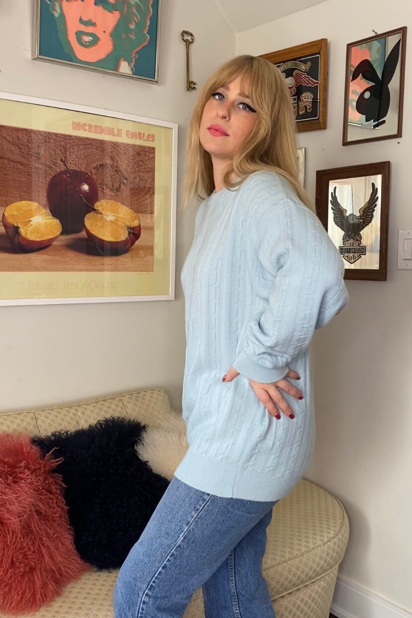 Vintage Christian Dior Cable Diamond Oversized Grandpa Pullover Knit