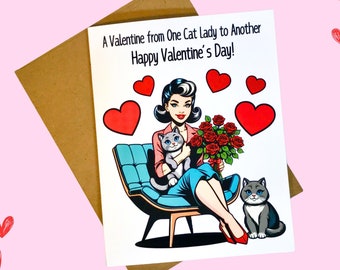 Cat Valentine's Day Card, Funny Valentine for Friend, Galentine Card for Girlfriends, Cat Ladies and Cat Lovers, Happy Meowlentine's Day